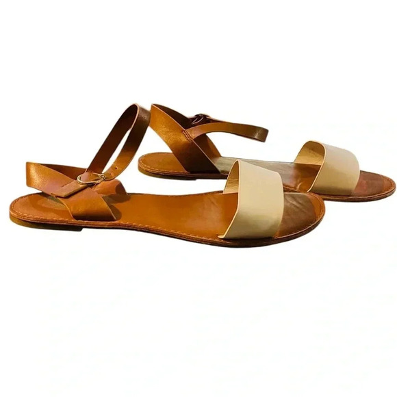Lulus white and tan vegan sandals size 9 - Picture 2 of 4